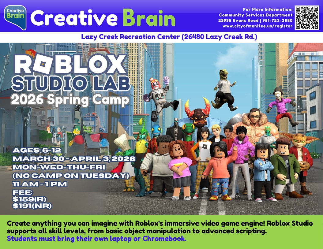 REGISTER NOW! Creative Brain: Roblox Studio Lab - Ages: 6-12 (4 Week ...